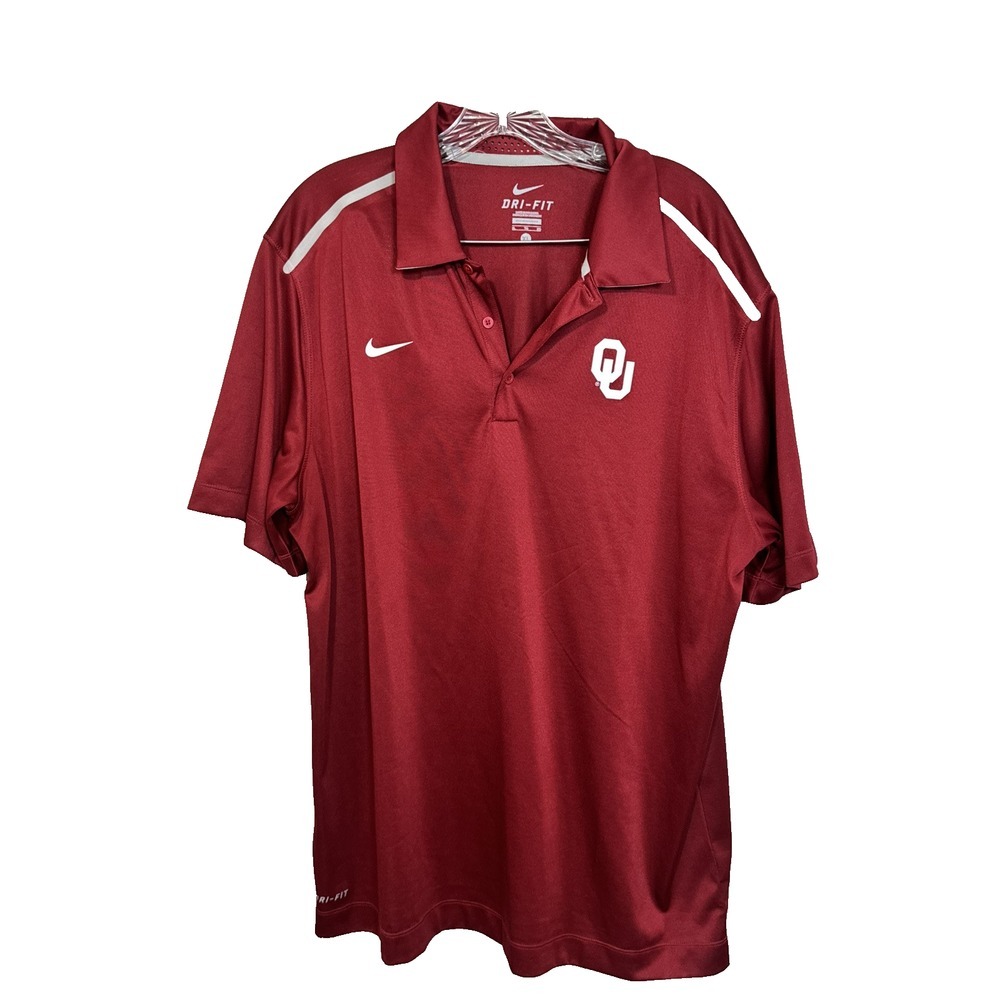 Nike Dri-Fit OU Oklahoma Sooners Crimson Polo Shirt Mens‎ X-Large